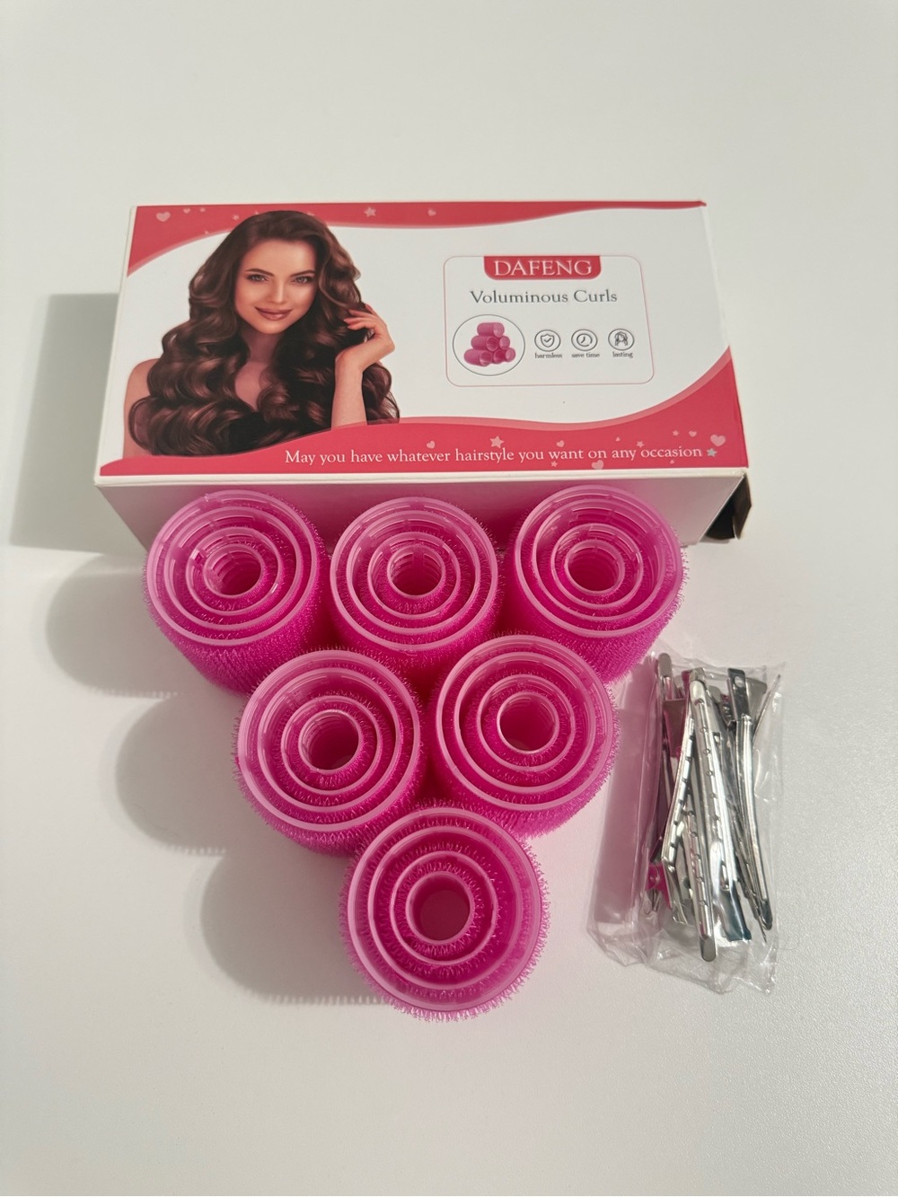 Pink Hair Rollers Set for Voluminous Curls